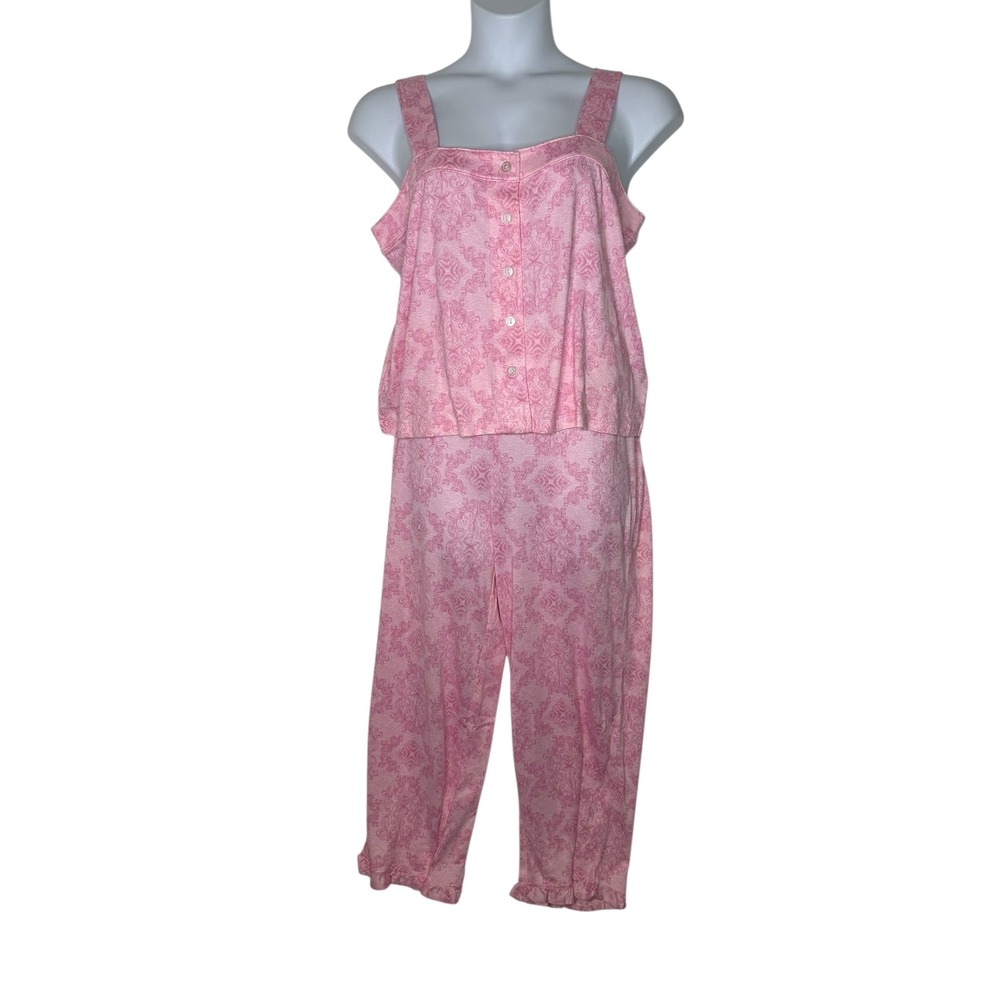 NWT  You Say Womens Pajama Pants Set XL Floral Soft Lounge Casual Ruffle‎ Pink